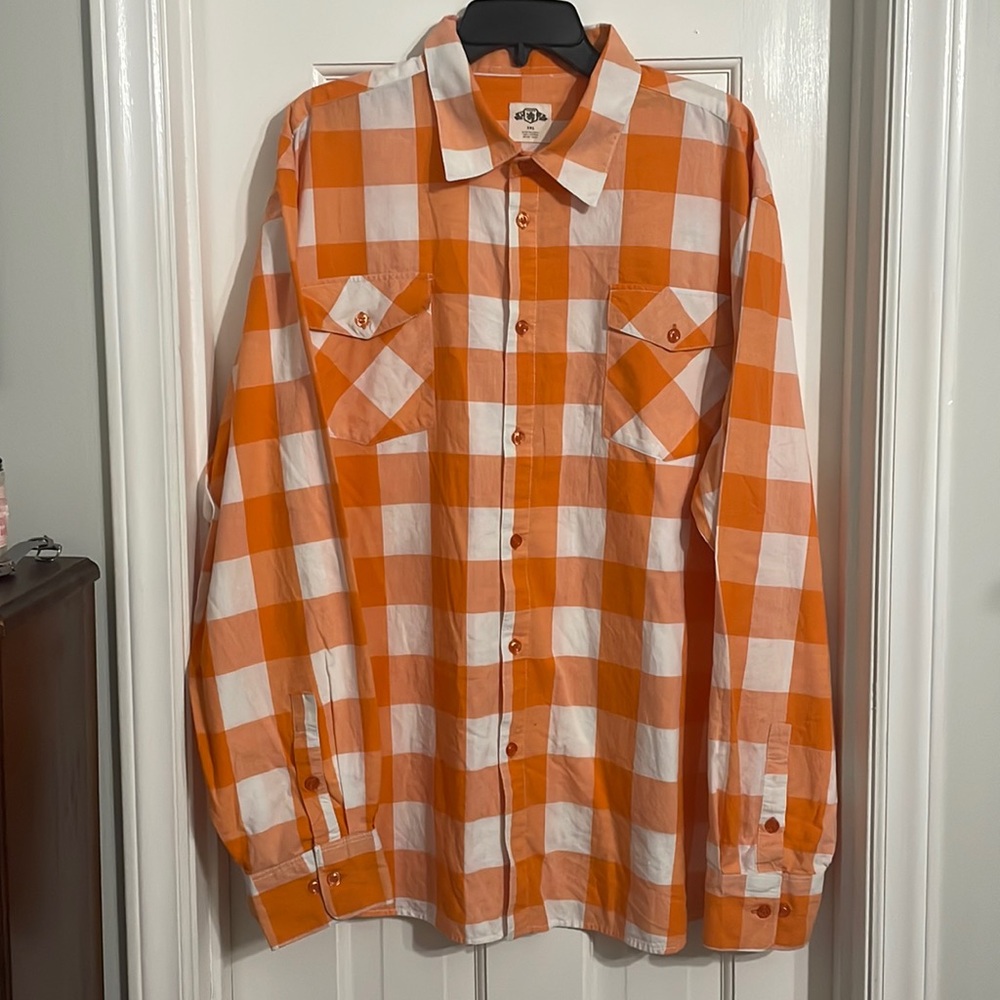 Perfect for fall!  
3XL- PJMark - 3XL - orange and white check Men's shirt